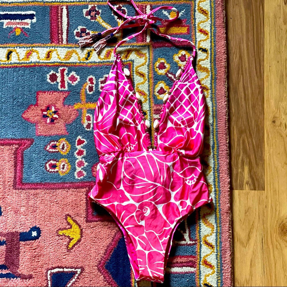 FARM Rio Graphic Dreams Embroidered One Piece XS